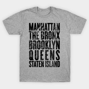 New York City Boroughs minimalist map design T-Shirt